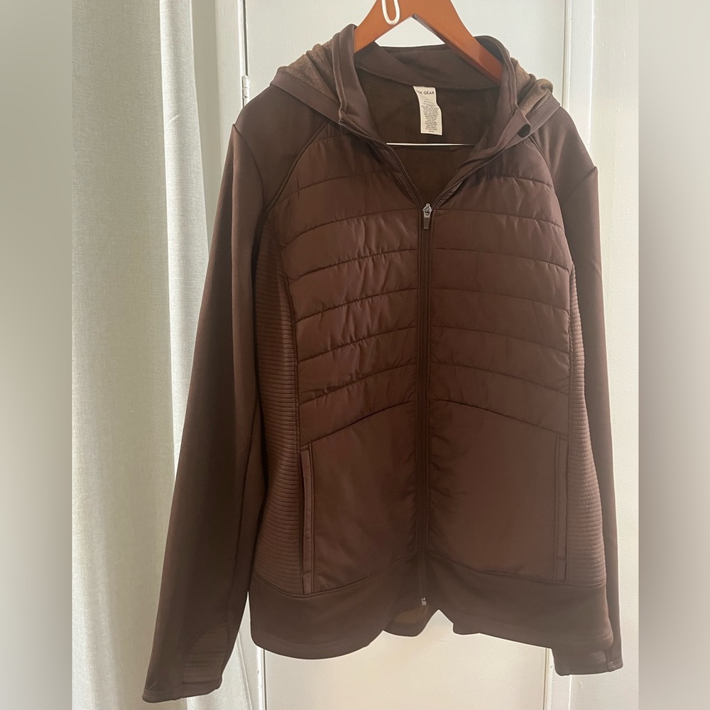 Tek Gear Brown Puffer Jacket with Quilted Panels